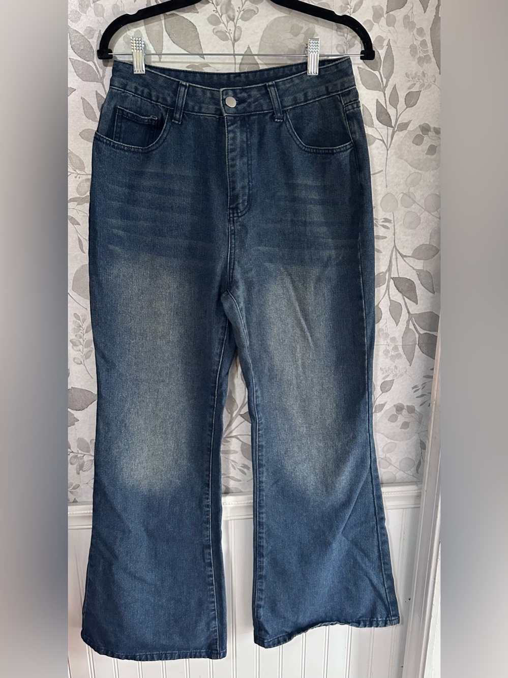 Commense Women's Dark Blue Wide Leg Jeans